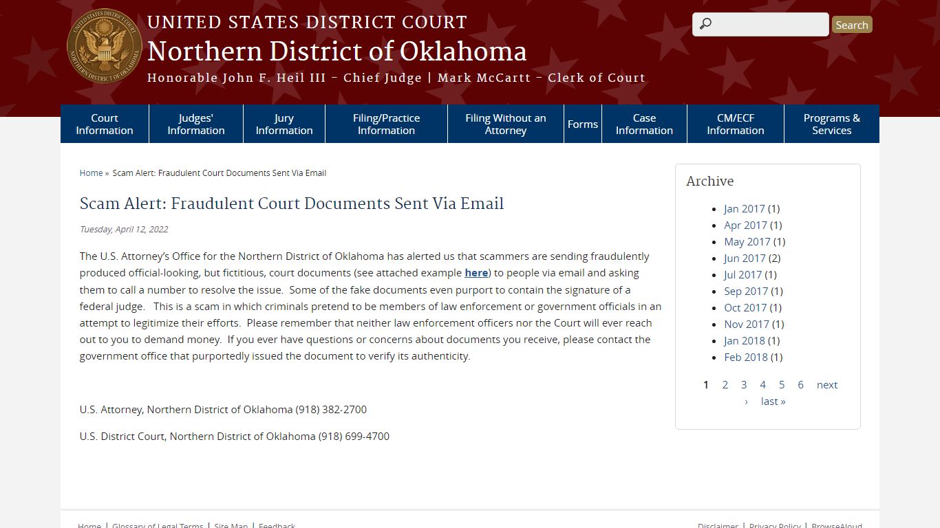 Scam Alert: Fraudulent Court Documents Sent Via Email